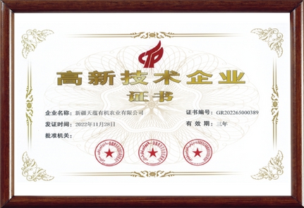 高新技术企业证书